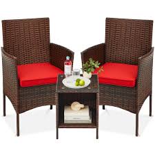 Brown 3 Piece Wicker Outdoor Bistro Set