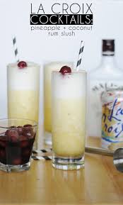 pineapple coconut rum slush made with lacroix sparkling water