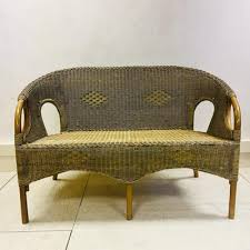 Vintage French Wicker 2 Seater Sofa