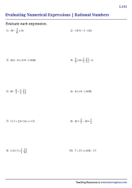 Rational Numbers Worksheets