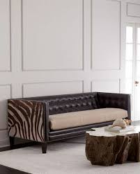 brown leather zebra print sofa
