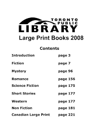Large Print Books 2008 Toronto Public