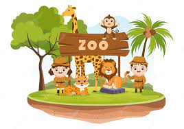 Premium Vector | Zoo cartoon illustration with safari animals on forest  background