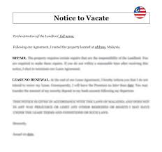 notice to vacate letter in msia