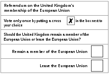 The electoral commission on friday displayed a sample of the presidential ballot papers to be used in next week's election. 2016 United Kingdom European Union Membership Referendum Wikipedia