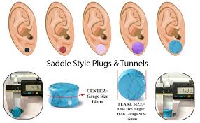 Bodyj4you Stone Ear Plugs Double Flare Saddle Stretching Gauges Expander 8g 24mm Body Jewelry