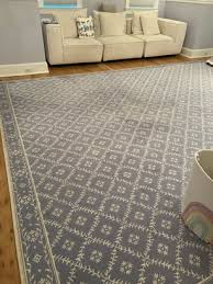 a blue and white wool stark carpet 15