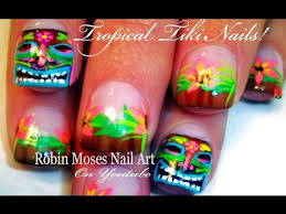 tiki mask nail art tutorial hawaii