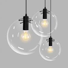 Glass Globe Led Hanging Lamp Height Adjustable Single Light Industrial Ceiling Light Fixture In Black Susuohome Com