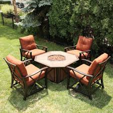 Fire pit tables have gained popularity as more people are bringing indoor living spaces to the outdoors. Blogs Create Another Outdoor Room With Patio Furniture Surrounding A Gas Fire Pit Ideas Resources