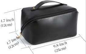 pouch black leather cosmetic bag