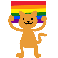 feelin some type of way — [id: the same orange cat holding up pride  flags,...