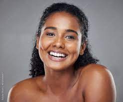 black woman beauty and smile with