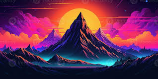 aesthetic mountain synthwave retrowave