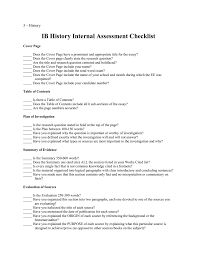 Ib History Internal Assessment Checklist