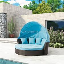 Round Bed With Cushion Pe Rattan Sofa