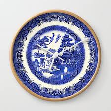 Vintage Blue Willow Plates Wall Clock