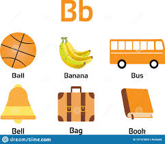 Objects Fruits Vegetables From Alphabet B For Kids Stock