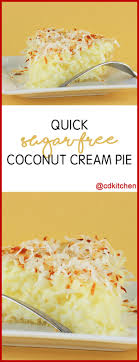 My coconut cream pie recipe, complete with thick graham cracker crust and loads of fragrant toasted coconut, can be made i made this recipe for my wife for mother's day, she requested coconut cream pie and i had never made one so i thought it would be fun. Quick Sugar Free Coconut Cream Pie Recipe Cdkitchen Com
