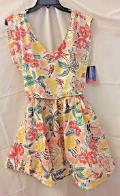I Love H81 Womens Sun Dress 2 Piece Floral Open Back Size M