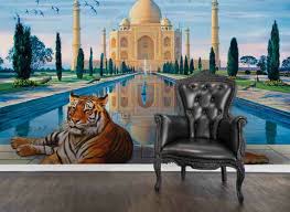 3d taj mahal building tiger self