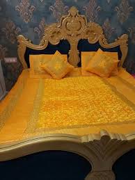 Yellow Silk Satin Bed Sheets For Home