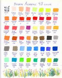 Color Chart For 48 Holbein Academic Student Grade Oil