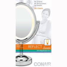polished chrome lighted makeup mirror