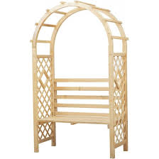 outsunny wood garden arch with bench