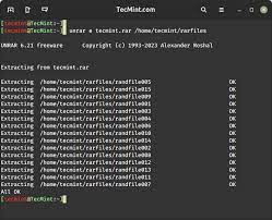 extract rar files in linux
