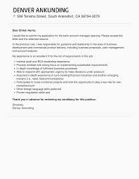 bank account manager cover letter
