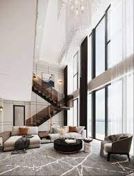 double height living room design at rs