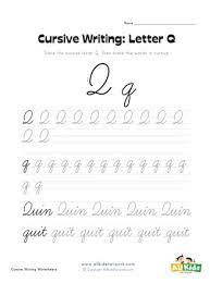 cursive writing worksheet letter q