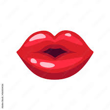 lips of women with red lipstick in kiss