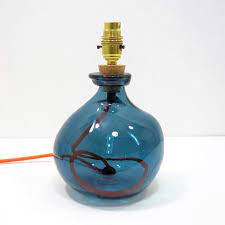 Small Recycled Glass Lamp Base Petrol
