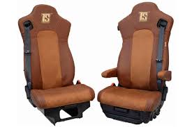 Fits For Iveco S Way 2019 Imitation Leather Oldschool Seat Covers Grizzly I Brown Golden Ts Logo
