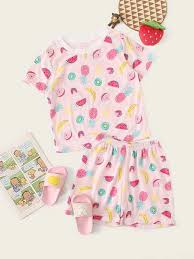 Toddler Girls Fruit Print Pajama Set
