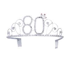 80th birthday tiara crystal rhinestone