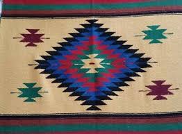 southwestern fringed woven blanket rug