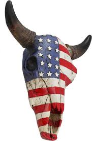 Usa Flag Faux Steer Bull Cow Skull