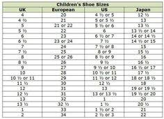Size 29 Kids Shoes Conversion Kids