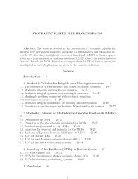 C leonid kogan ( mit, sloan ). Pdf Stochastic Calculus In Banach Spaces