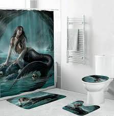 mermaid bathroom rug set shower curtain