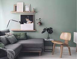 dove grey room a light green wall and