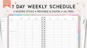 7 day weekly schedule template world