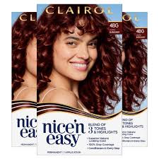 Let our shade selector guide you to the burgundy that will complement your color most, then, follow the application directions on the box to achieve your desired result at home. Buy Clairol Nice N Easy Permanent Hair Dye 4bg Dark Burgundy Hair Color 3 Count Online In Turkey B07byyp4m9