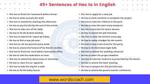60 sentences of has to in english