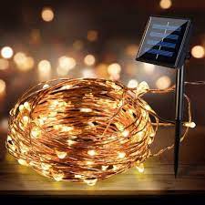lightsmax outdoor 33 ft solar mini bulb 100 integrated led copper wire string light with warm color