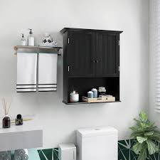 Black Bathroom Storage Wall Cabinet