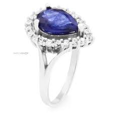 Gemstone Jewellery Ladies Sterling Silver Sapphire Pear Cluster Ring Size P